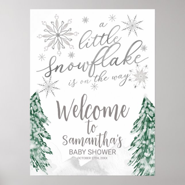 A little Snowflake Baby Shower Welcome Sign (Front)