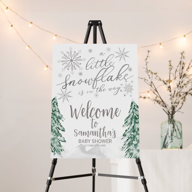 A little Snowflake Baby Shower Welcome Sign (In Situ (Stand))