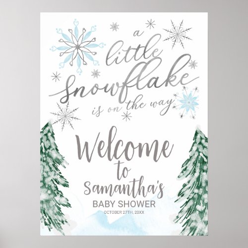 A little Snowflake Baby Shower Welcome Sign