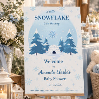 A Little Snowflake Baby Shower Welcome Sign Winter