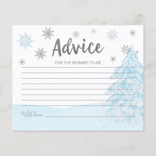 A little snowflake Blue Baby Shower Advice Cards