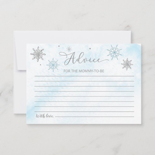 A little Snowflake Blue Baby Shower Advice Cards (Front)