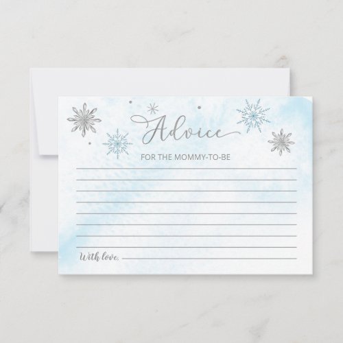 A little Snowflake Blue Baby Shower Advice Cards