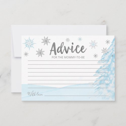 A little snowflake Blue Baby Shower Advice Cards