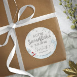 A little snowflake Blue Baby Shower Classic Round Sticker<br><div class="desc">Adorable calligraphy with snowflakes,  winter-themed baby shower invitations. Easy to personalised with your details. Check the collection to find matching items as enclosure cards.</div>