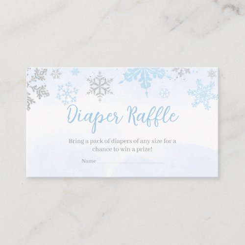 A Little Snowflake Blue Baby Shower Diaper Raffle Enclosure Card