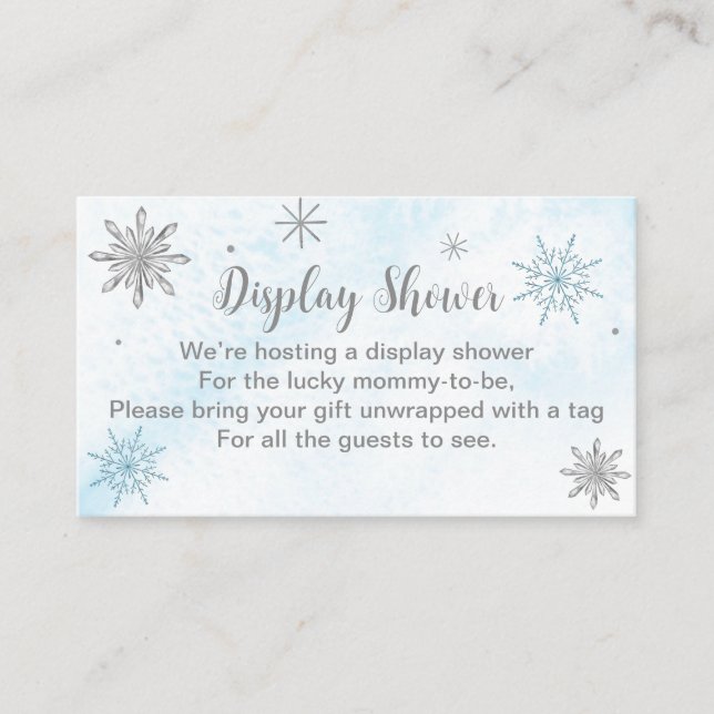 A little Snowflake Blue Baby Shower Enclosure Card (Front)