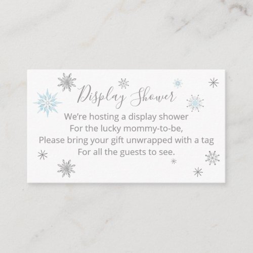 A little snowflake Blue Baby Shower Enclosure Card