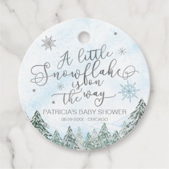 A Little Snowflake Blue Baby Shower Favor Tags by LitleStarPaper at Zazzle