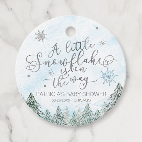 A little Snowflake Blue Baby Shower Favor Tags