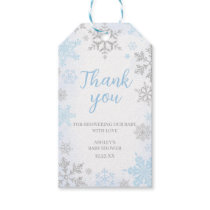 A Little Snowflake Blue Baby Shower Favor Tags