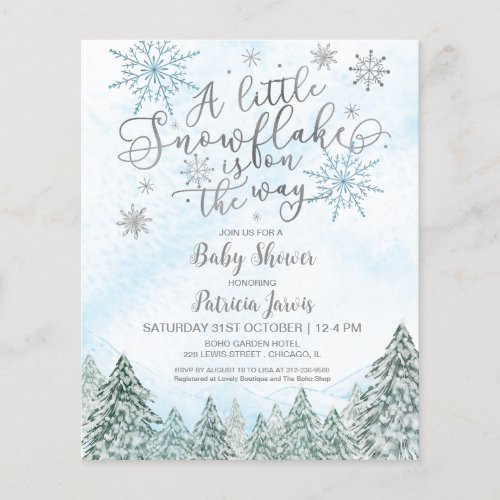 A little Snowflake Blue Baby Shower Invitation