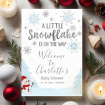 A little snowflake Blue Baby Shower Invitation