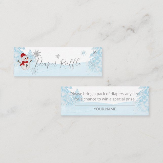 A little snowflake Blue Baby Shower Mini Business Card (Front/Back)