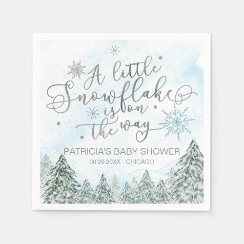 A little Snowflake Blue Baby Shower Napkins