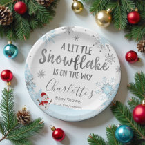 A little snowflake Blue Baby Shower Paper Plates