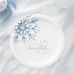 A Little Snowflake Blue Baby Shower Paper Plates<br><div class="desc">Celebrate the arrival of your little girl with our "A Little Snowflake Blue Baby Shower Paper Plates". Featuring a delicate blue watercolor snowflake. The elegant script font adds a classic touch. Perfect for a winter baby shower.</div>