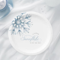 A Little Snowflake Blue Baby Shower Paper Plates