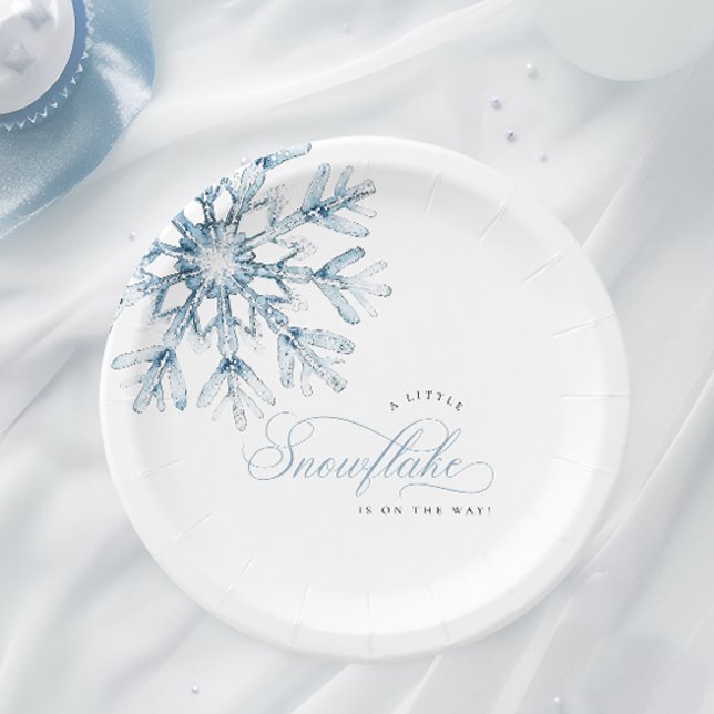 A Little Snowflake Blue Baby Shower Paper Plates (Creator Uploaded)
