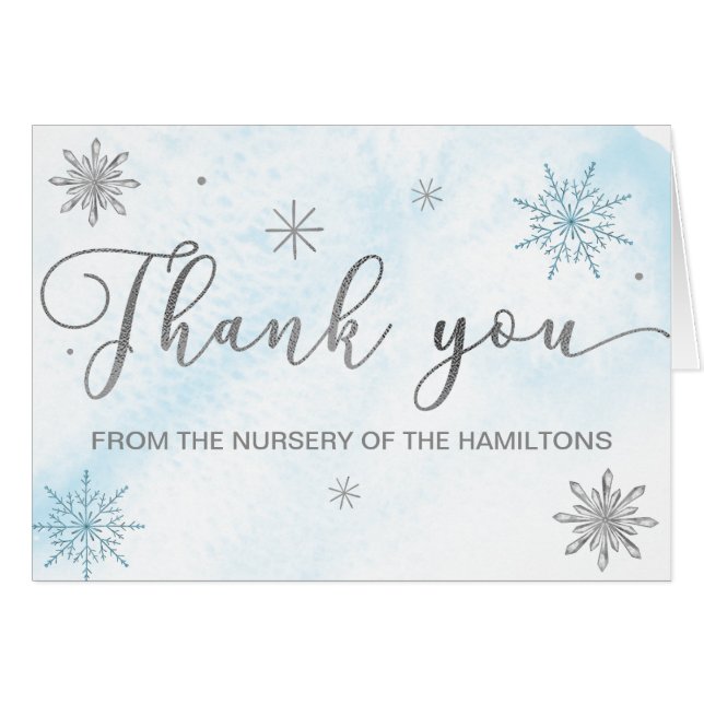 A little Snowflake Blue Baby Shower Thank You (Front Horizontal)