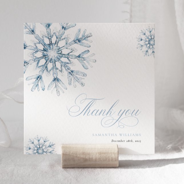 A Little Snowflake Blue Baby Shower Thank You Card (Creator Uploaded)