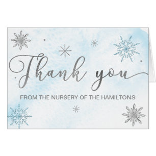 A little Snowflake Blue Baby Shower Thank You Cards