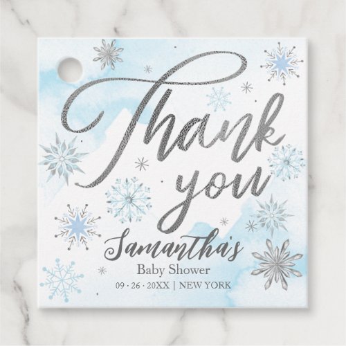 A little snowflake Blue Baby Shower Thank you Favor Tags