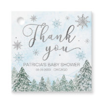 A little Snowflake Blue Baby Shower Thank You Favor Tags
