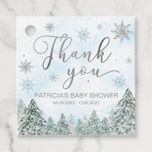 A little Snowflake Blue Baby Shower Thank You Favor Tags