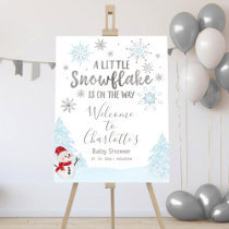 A little snowflake Blue Baby Shower Welcome Sign