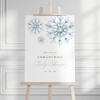 A Little Snowflake Blue Baby Shower Welcome Sign
