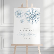 A Little Snowflake Blue Baby Shower Welcome Sign