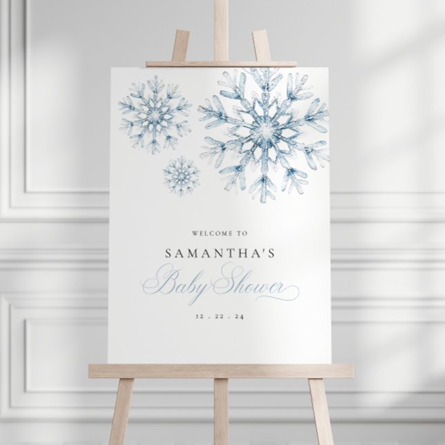 A Little Snowflake Blue Baby Shower Welcome Sign (Creator Uploaded)