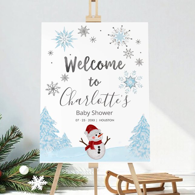 A little snowflake Blue Baby Shower Welcome Sign (Creator Uploaded)