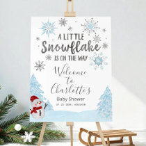 A little snowflake Blue Baby Shower Welcome Sign