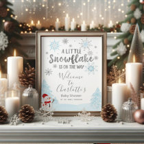 A little snowflake Blue Baby Shower Welcome Sign