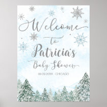 A little Snowflake Blue Baby Shower Welcome Sign
