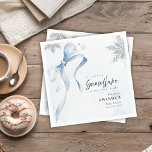 A little Snowflake Blue Bow Glitter Baby Shower  Napkins