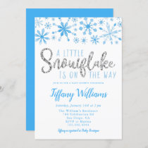 A Little Snowflake Blue Silver Baby Shower Invitation
