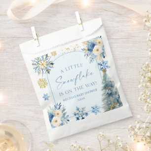 A Little Snowflake Blue Winter Baby Shower  Favor Bag