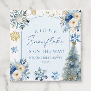 A Little Snowflake Blue Winter Baby Shower Favor Tags