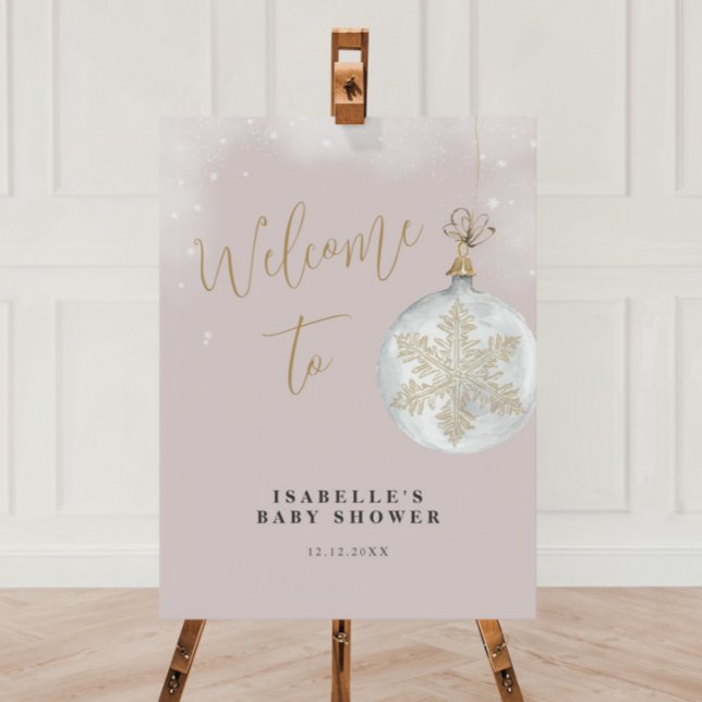 A Little Snowflake Blush Pink Baby Shower Welcome Foam Board (Creator Uploaded)