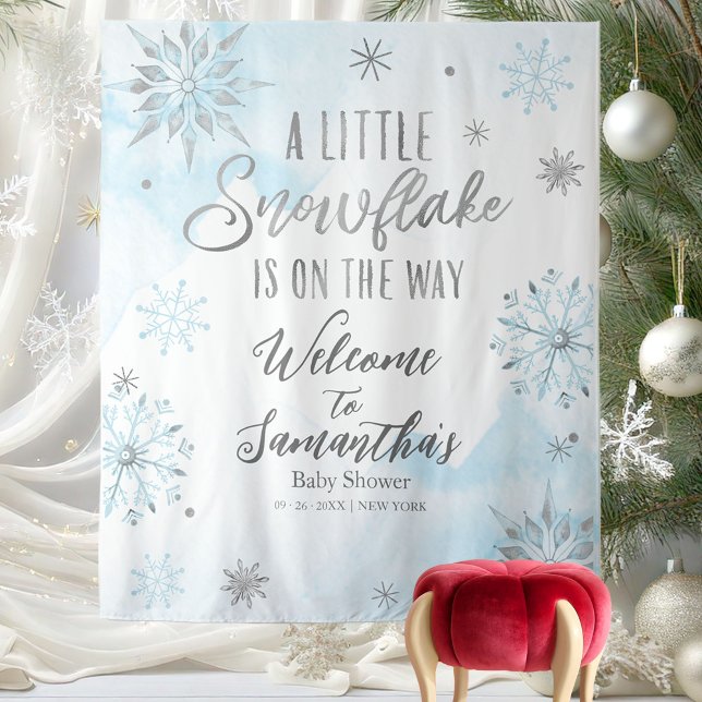 A Little Snowflake Boy Winter Baby Shower Backdrop (Creator Uploaded)