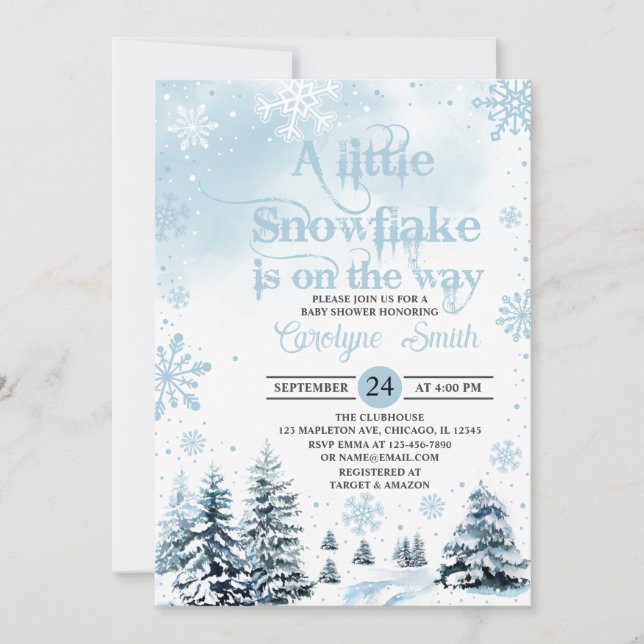 A Little Snowflake Boy Winter Baby Shower Invitation (Front)