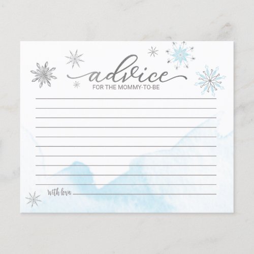A little snowflake Budget Baby Shower Advice Cards