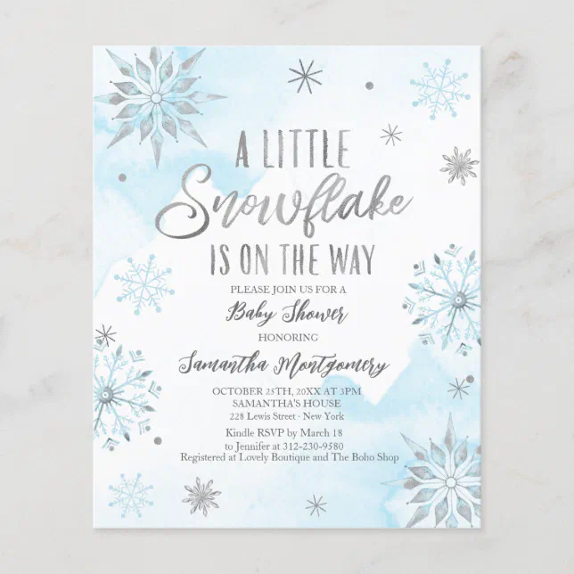 A Little Snowflake Budget Baby Shower Invitation | Zazzle