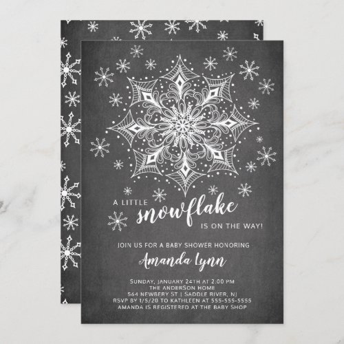 A Little Snowflake Chalkboard Baby Shower Invitation