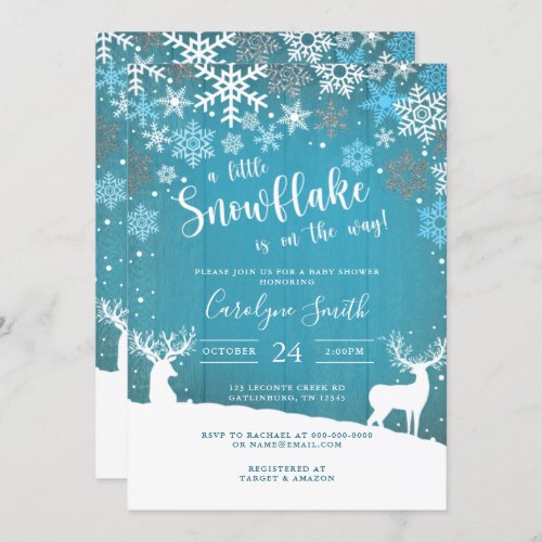 A Little Snowflake Christmas Baby shower Invitatio Invitation