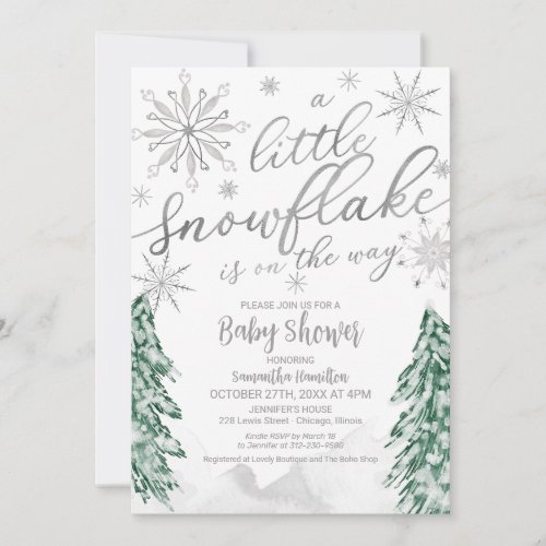 A little snowflake Christmas Winter Baby Shower Invitation