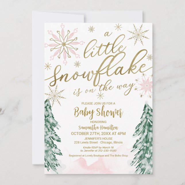 A little snowflake Christmas Winter Baby Shower Invitation (Front)